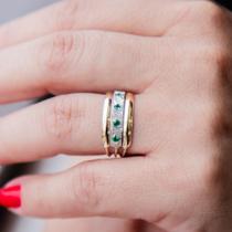 anel 3 elos feminino prata 925 zirconia verde anel 3 elos feminino prata 925 zirconia verde
