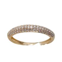 Anel 3 Fileiras de Zircônias Ouro Dourado 18k ANX0821