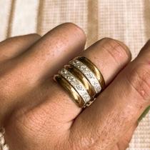 Anel 5 Elos de Prata com Filete de Ouro