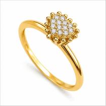 Anel 6,5 mm Coração com 13 Zircônias e 14 Bolinhas em Ouro 18K Anel 6,5 mm Coração com 13 Zircônias e 14 Bolinhas em Ouro 18K