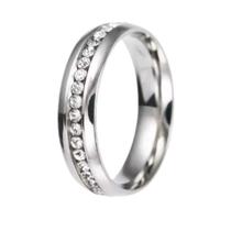 Anel 6mm Com Pedras Zircônia Cravejadas Brancas Tungstênio Compromisso Namorados