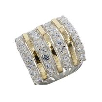 Anel 7 elos Prata 925 Aplique de ouro 12k