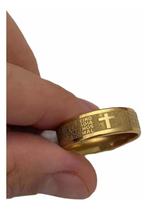 Anel 8 Milímetros Oração Pai Nosso Banhado A Ouro 18k Luxo Anel 8 Milímetros Oração Pai Nosso Banhado A Ouro 18k Luxo