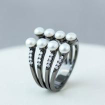 Anel 8 Pérolas Black