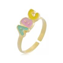 Anel Abc Colorido Regulavel Banhado A Ouro Infantil Anel Abc Colorido Regulavel Banhado A Ouro Infantil