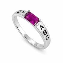 Anel ABC Com Zircônia Rubi 5x3 mm Em Prata 925 Anel ABC Com Zircônia Rubi 5x3 mm Em Prata 925