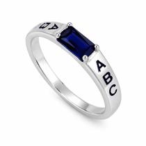 Anel ABC Com Zircônia Safira 5x3 mm Em Prata 925 Anel ABC Com Zircônia Safira 5x3 mm Em Prata 925