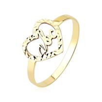 ANEL abc coração delicado vazado OURO 18K an abc