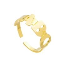 Anel ABC infantil Escola regulável Folheado a Ouro 18k