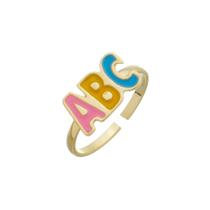 Anel ABC infantil Menina Escola Colorido Banhado a Ouro 18k