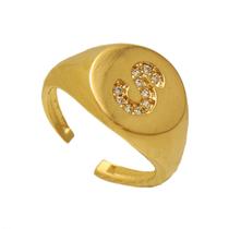 Anel ABC Inicial Letra Dedinho Mindinho Folheado A Ouro 18k Garantia de 1 Ano e Banho Antialérgico Softjoias