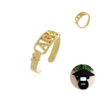 Anel Abc Regulável Com Pedra Coração Banho De Ouro 18K - Jhulias Joias E Semi Joias