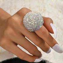 Anel Aberto Ajustável com Strass Boho - Joia Colorida para Mulheres