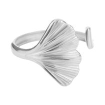 Anel Aberto Ajustável De Aço Inoxidável Com Folha De Ginkgo Vintage Para Mulheres, Joia Estética Anel Aberto Ajustável De Aço Inoxidável Com Folha De Ginkgo Vintage Para Mulheres, Joia Estética