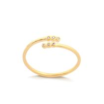 Anel Aberto Com Três Zircônias Cada Pontas Folheado A Ouro