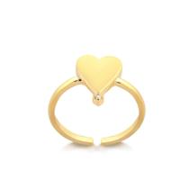 Anel Aberto Coração Liso Folheado Ouro Zircônia