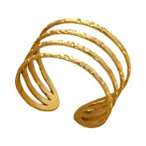 Anel Aberto De Aço Inoxidável Multicamadas Dourado Para Mulheres E Homens, Presente De Casamento