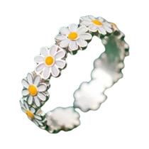 Anel Aberto De Esmalte Em Forma De Flor De Margarida Para Mulheres, Joia De Moda, Presente Para