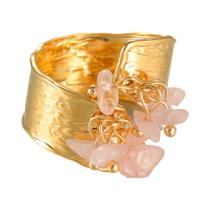 Anel Aberto De Moda Feminina Em Aço Inoxidável Com Pedras Coloridas Irregulares Para Festas,