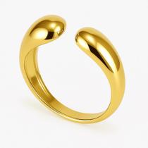 Anel Aberto em Ouro 18k com Detalhe de Gota Bojuda