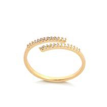 Anel Aberto Filete Nas Pontas Folheado Ouro Zircônia