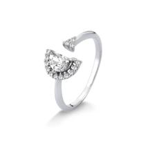 Anel aberto leque cravejado zirconia joia de prata luxo exclusivo moverich tamanho:21 Anel aberto leque cravejado zirconia joia de prata luxo exclusivo moverich tamanho:21