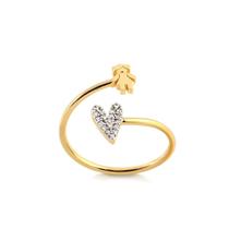 Anel Aberto Menina Lisa Coração Cravejado Nas Pontas Anel Aberto Menina Lisa Coração Cravejado Nas Pontas