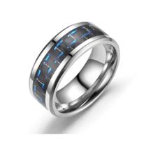 Anel Aço Inox com Fibra De Carbono Azul Anel Aço Inox com Fibra De Carbono Azul