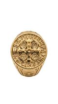 Anel Aço Inox Medalha São Bento Religião Milagre