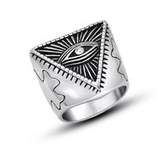 Anel Aço inox Pirâmide Olho de Hórus