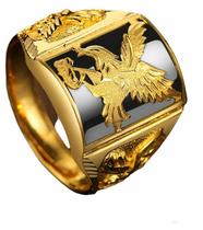 Anel Águia Banhado A Ouro 18k Ajustável