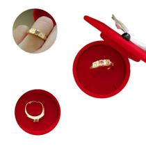 Anel Ajustável ABC Formatura Pedra Rosa + Capelo Vermelho