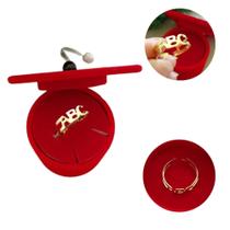 Anel Ajustável ABC Infantil Banhado +Capelo Vermelho