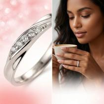 Anel Ajustável Aliança Compromisso e Namoro Banho Prata ZIRC