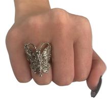 Anel Ajustável Borboleta 2,50 cm Niquelada em Metal