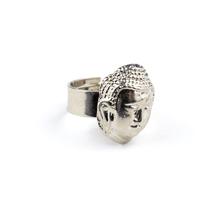 Anel Ajustável Buda Rosto 2,3 cm Niquelado em Metal Anel Ajustável Buda Rosto 2,3 cm Niquelado em Metal
