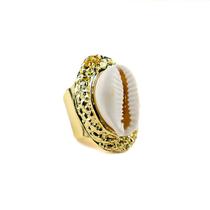 Anel Ajustável Búzios 3,3 cm Dourado em Metal