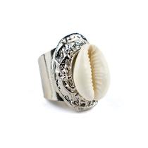 Anel Ajustável Búzios 3,3 cm Niquelado Metal