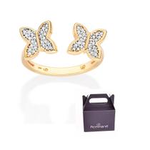 Anel Ajustável com Borboletas Zircônia Rommanel 513565