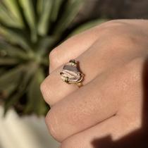 Anel ajustável coração na garra 10mm- jaspe zebra