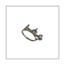 Anel Ajustável Criativo 5 Banhado a Ouro 18K ou Ródio Branco com 3 Pedras Zircônia - Semijoia - Anel Ajustável Criativo 5 Banhado a Ouro 18K ou Ródio Branco com 3 Pedras Zircônia - Semijoia -