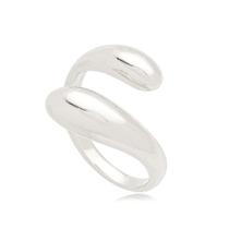 Anel ajustável de gomos abaulados banhado a prata 925