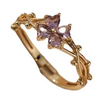 Anel Ajustável De Zircônia Roxa Para Mulheres, Cor Dourada, Anel De Dedo Indicador, Aliança De Anel Ajustável De Zircônia Roxa Para Mulheres, Cor Dourada, Anel De Dedo Indicador, Aliança De