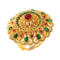 Anel Ajustável Em Ouro Com Flor 3D Para Mulheres, Estilo Árabe Do Oriente Médio, Casamento, Dama De