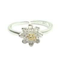 Anel ajustável em prata esterlina 925 Flor de lótus