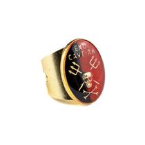 Anel Ajustável Exu Caveira 2,70 cm Dourado em Metal Anel Ajustável Exu Caveira 2,70 cm Dourado em Metal