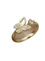 Anel Ajustável Feminino Borboleta - Banhado a Ouro 18k