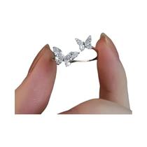 Anel Ajustável Feminino Com Borboleta E Strass, Joia Delicada De Zircônia Brilhante Para Casamento, Anel Ajustável Feminino Com Borboleta E Strass, Joia Delicada De Zircônia Brilhante Para Casamento,