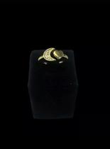 Anel ajustável feminino meia lua banhado a ouro 18k