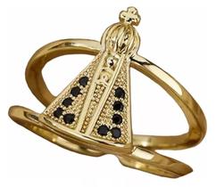 Anel Ajustável Feminino Nossa Senhora - Banhado A Ouro 18K